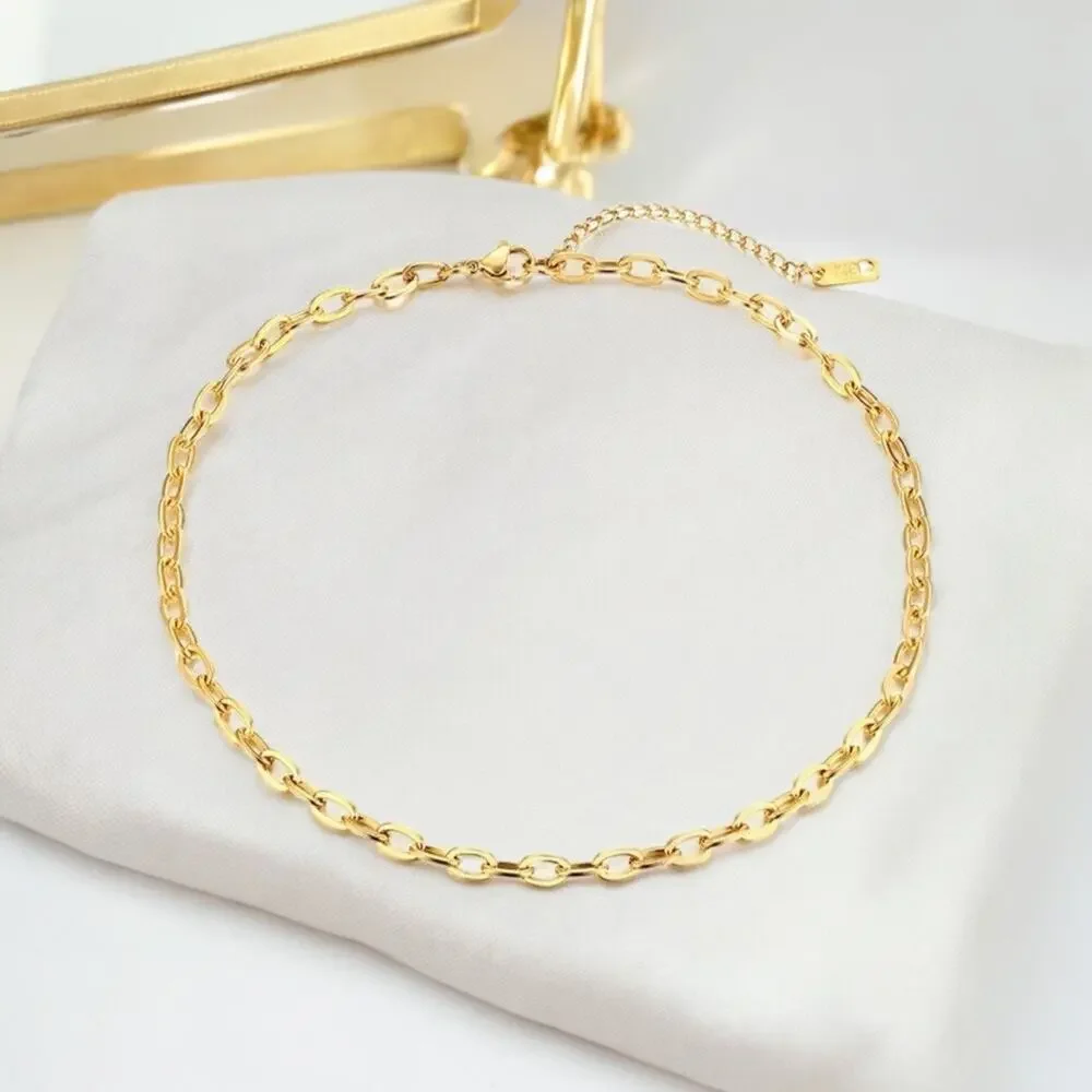 NEW 18K yellow gold plated Cuban link chain choker necklace jewelry B27A